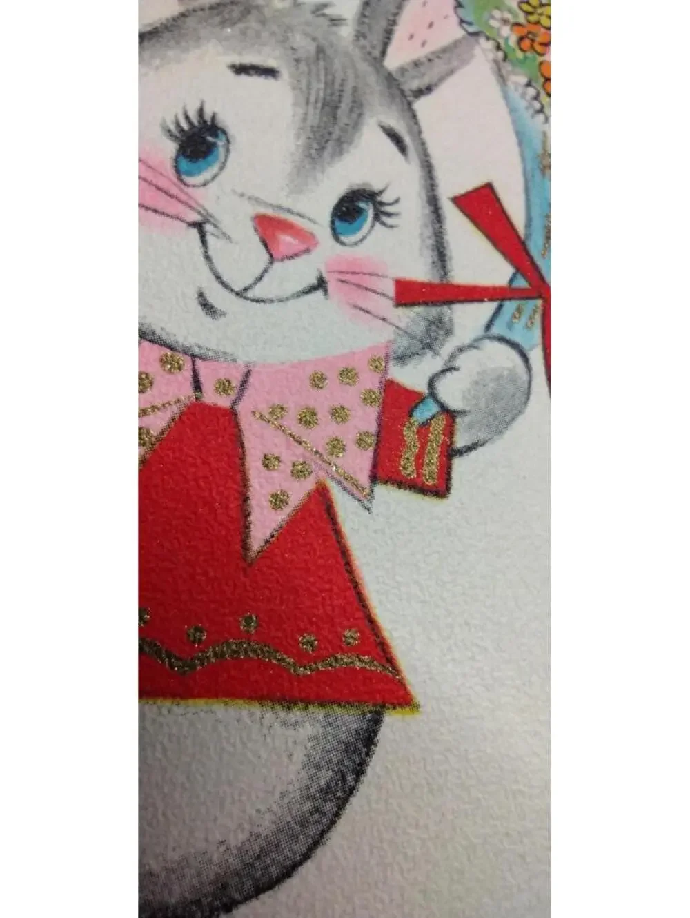 Valentines Day Card HERE AM SAYIN'... HI Bunny Valentine Rust Craft VINTAGE 60s